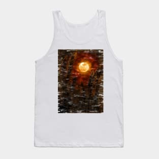 Super Red Moon Field Minimal Sketch. For Moon Lovers. Tank Top